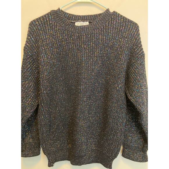 90's Vintage Spring Seasons Black Metallic Long Sleeve Crewneck Sweater S/M - Picture 5 of 11